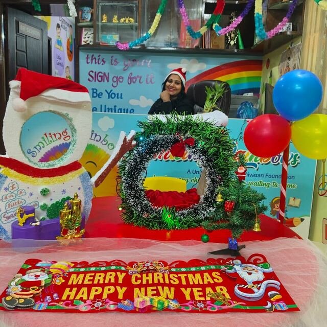 Christmas decorations at the school office