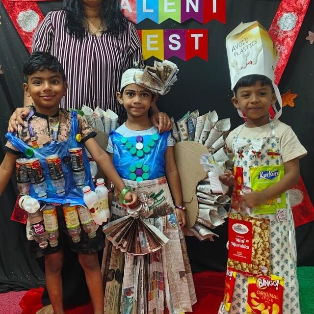 Talent Fest recycled-material costumes